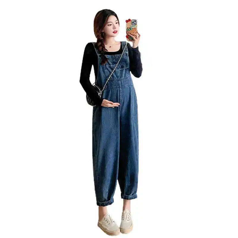 Vintage Denim Maternity Jeans for Pregnant Women Spring Wide Leg Loose Overalls Pants Jumpsuits maternity jeans