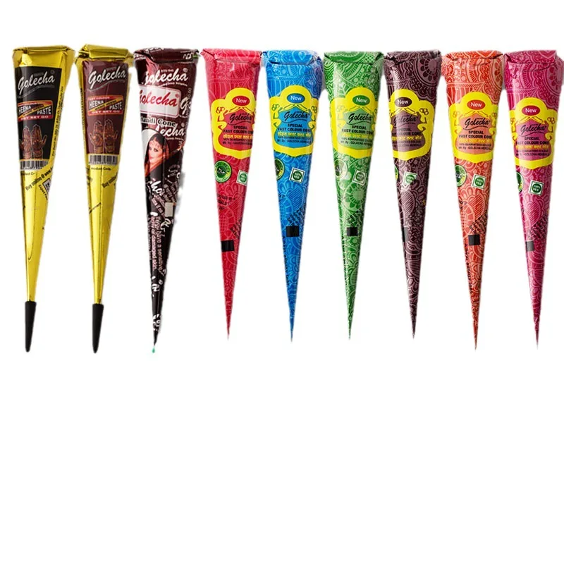 New Henna Tattoo Paste Black brown red white Henna Cones Indian For Temporary DIY Tattoo Sticker Body Paint  Cone henne 5