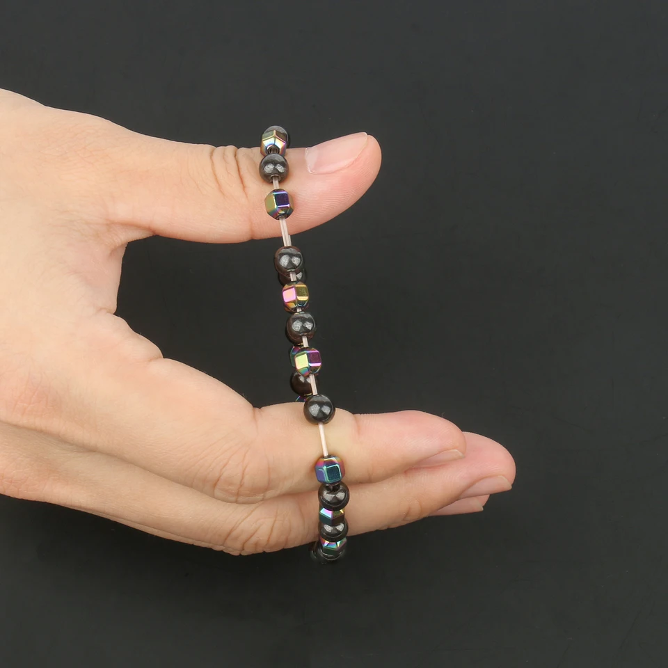 WAINIS 10 Braccialetti Terapia In Ematite E Pietre Naturali – 8 Mm, Elastici, Antistress - 6