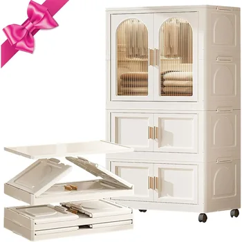 Stackable Plastic Storage Bins with Magnetic Door 1