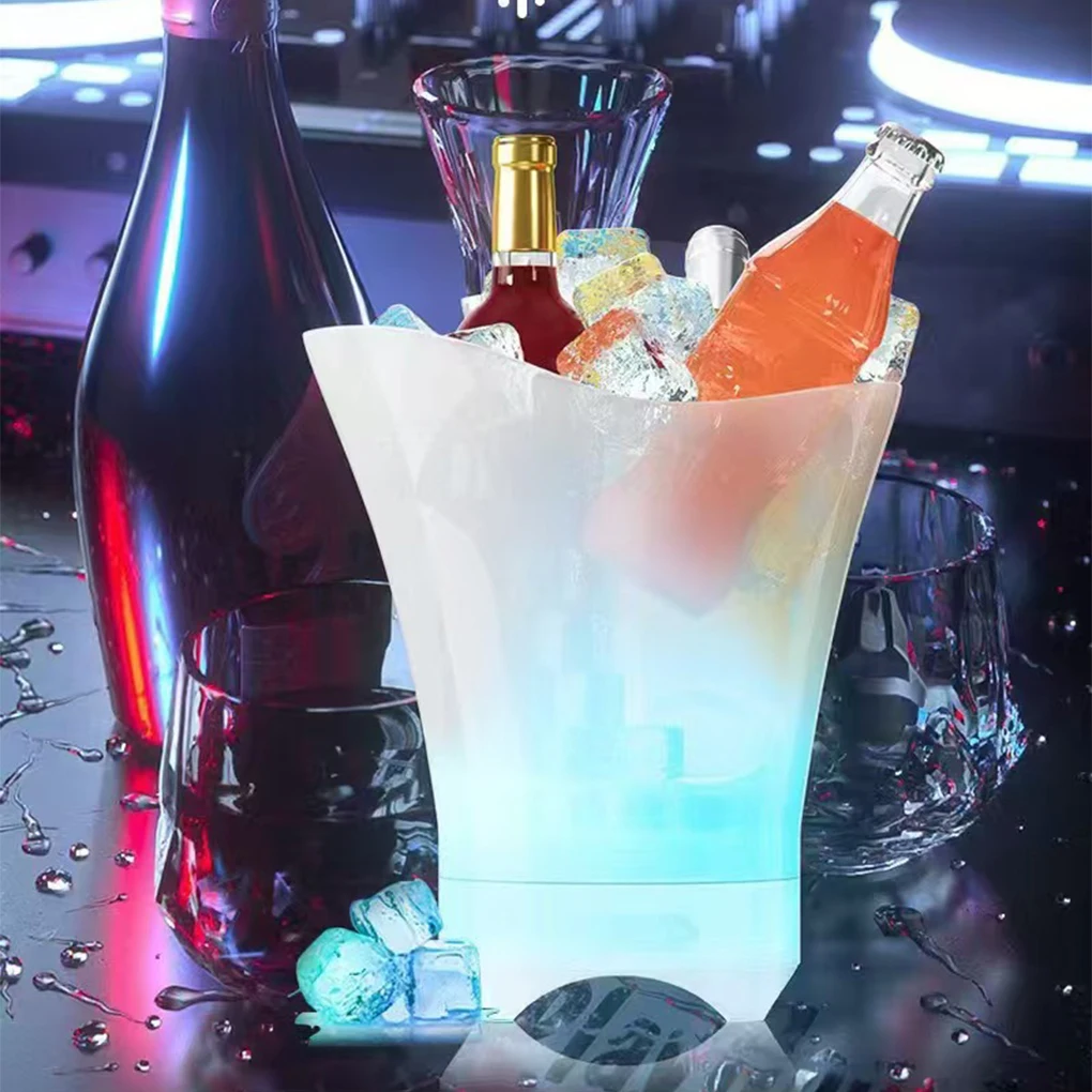 New 5L 6 Color LED Ice Bucket Waterproof Plastic Light Up Champagne Beer Buckets For Bars Nightclubs Night Party