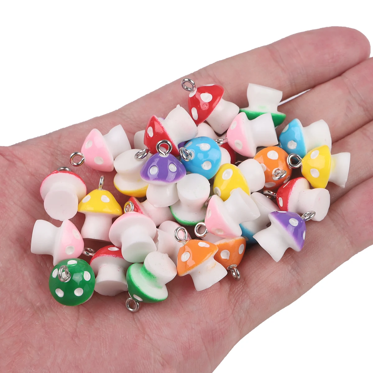 Mega Pet 20 Ciondoli A Forma Di Fungo In Lega Smaltata Con Perle Finta Resina - 5 Forme Diverse, 23x15,5 Mm, Per Gioielli Fai Da Te