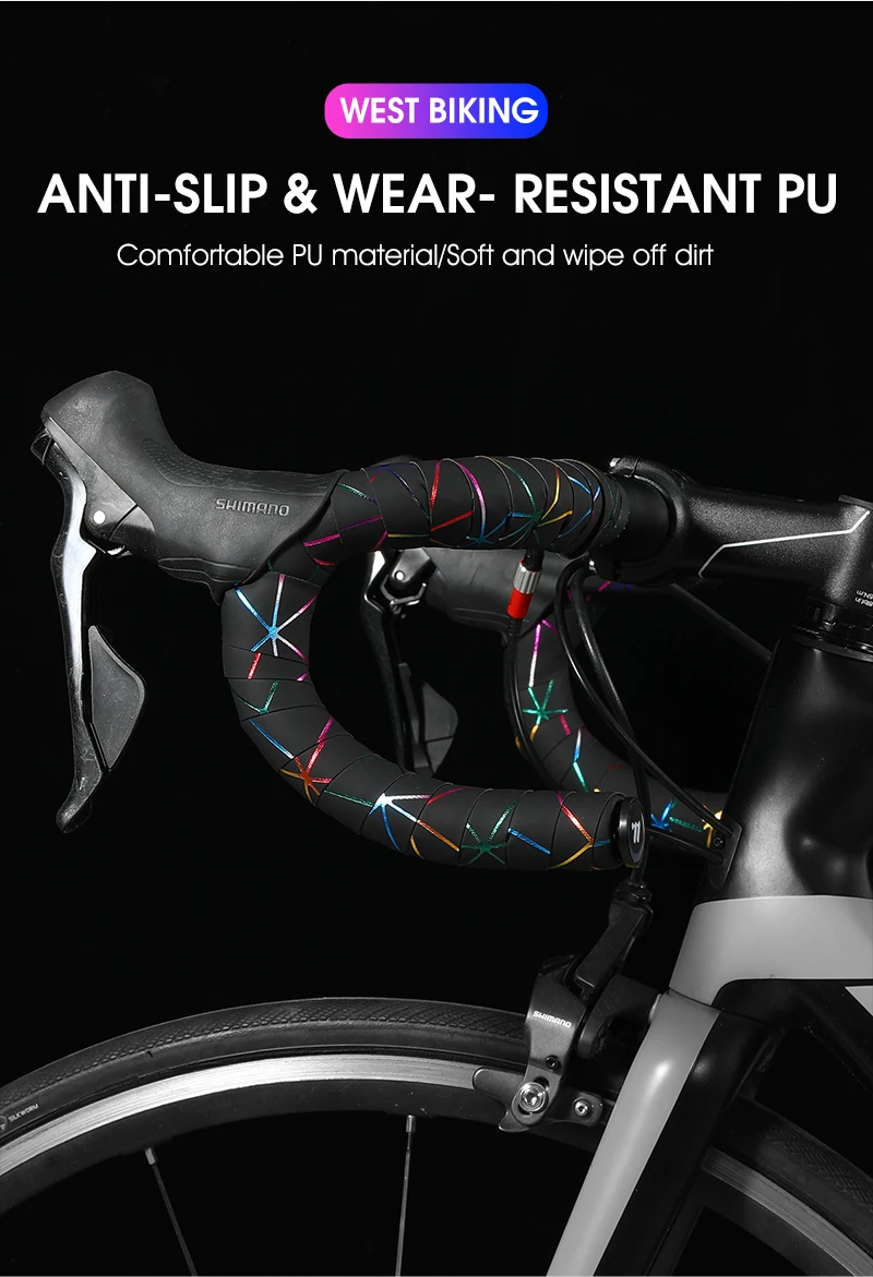 WEST BIKING Fahrrad-Lenkerbänder, Rennrad-Lenkerbänder, gebogen, rutschfest, stoßdämpfend, Fahrrad-Lenkerband, Fahrradzubehör – Detail 5