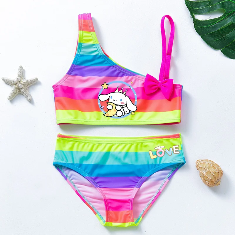 Cinnamoroll Girls Swimsuit Two-Pieces Bathing Suits Kids Wear Fashion Children Colorful Summer Swimwear Beach Suit