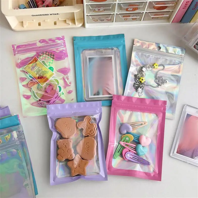 

1~80PCS Laser Thicken Plastic Aluminum Foil Ziper Lock Packaging Bag Resealable Jewelry Necklace Bracelet Storage Pouch Food Bag