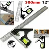 Square Right Angle Ruler Protractor Movable Square Woodworking Angle Ruler Stainless Steel Measuring Tools Multi Combination Set 6