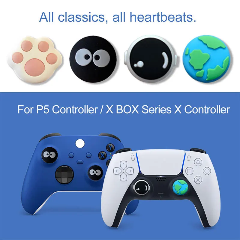 4 X Luminous Silicone Analog Thumstick Cap Rubber Thumb Stick Grips Joystick Caps Cover For Switch NS/Switch Lite Controller (Strawberry