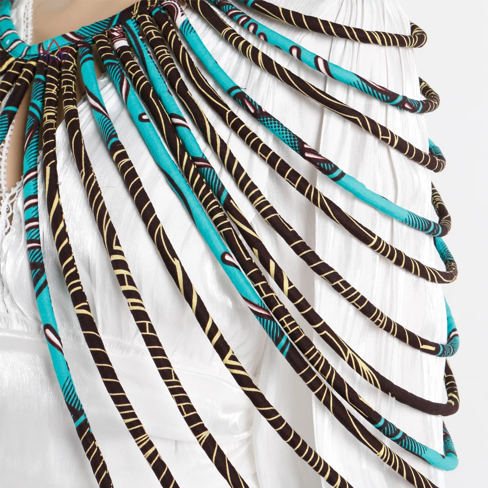 BRW African Ankara Handmade Strap Necklaces Fashion Accessories Jewelry Gift Afircan Fabric Print Necklace Shawl WYX15