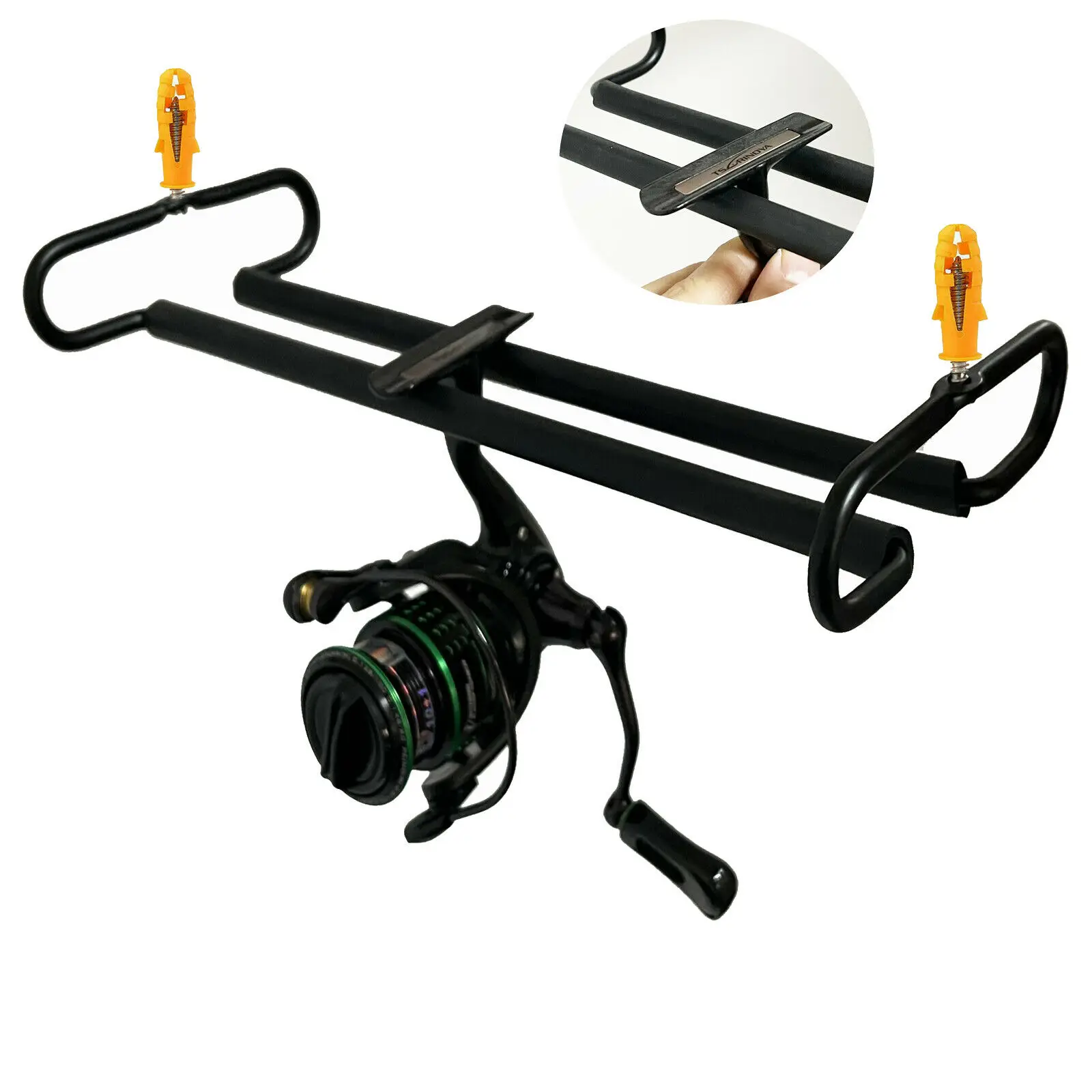 Fishing Reel Rack Ceiling Mount Spinning Reel Holder Storage Wood Cabin Garag 2