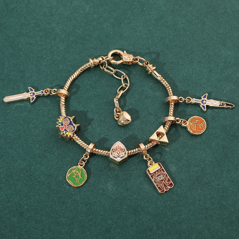 

Game The Legend of Zelda Bracelet Master Sword Hylian Shield Sheikah Eye Pendant Diy Charms Bangle Bracelet for Women