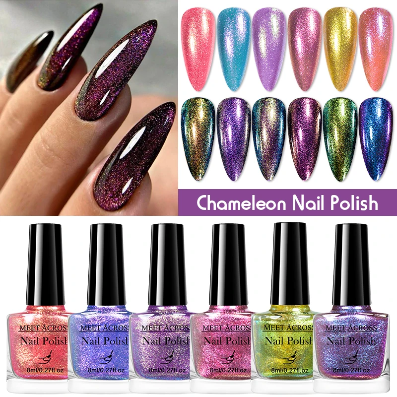 Chameleon Nail Polish Blue Purple Shimmer Aurora Glitter Chrome 8ml Quick Dry Varnish For Art DIY Manicure