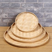 13/18/22/30/36cm Handmade Weaving Bamboo Sieve Raft Round Storage Trays Basket DIY Home Decor Fruit Bread Basket Kitchen Storage 1