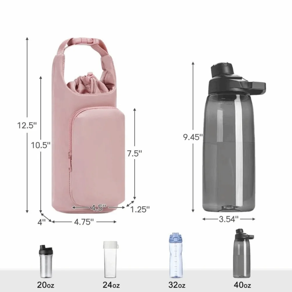 Insulated Crossbody Water Bottle Carrier with Adjustable Strap and Phone Pocket