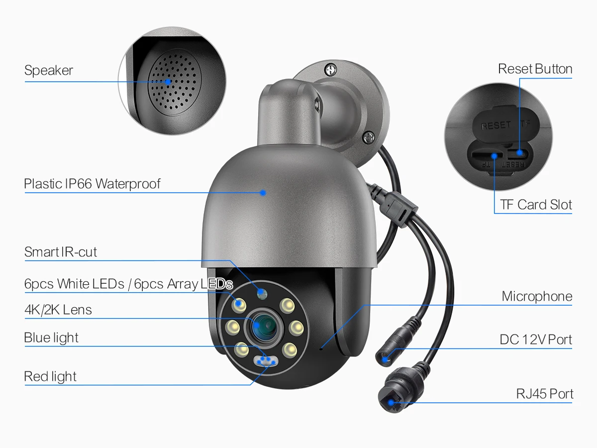 Se3e35a91198044909f5be14f51346ab8G Techage HD 5MP 8MP POE Smart Security PTZ Camera System Outdoor Ultra H.265 8CH CCTV System Full Color Night Surveillance Kit