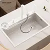 White Stainless Steel Waterfall Kitchen Sink Multifuctional Faucets Simple Style Large Single Slot Kitchen Novel Accessories 5
