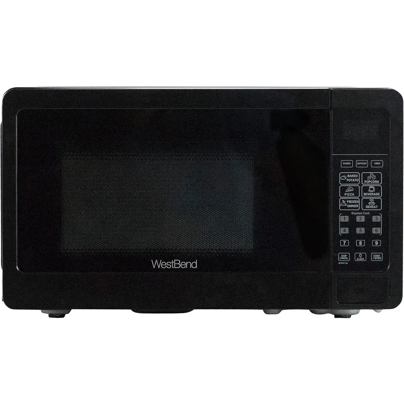 OUIO Microwave oven 700W compact with 6 pre-cooking settings, fast defrost, electronic control panel and glass turntable 6