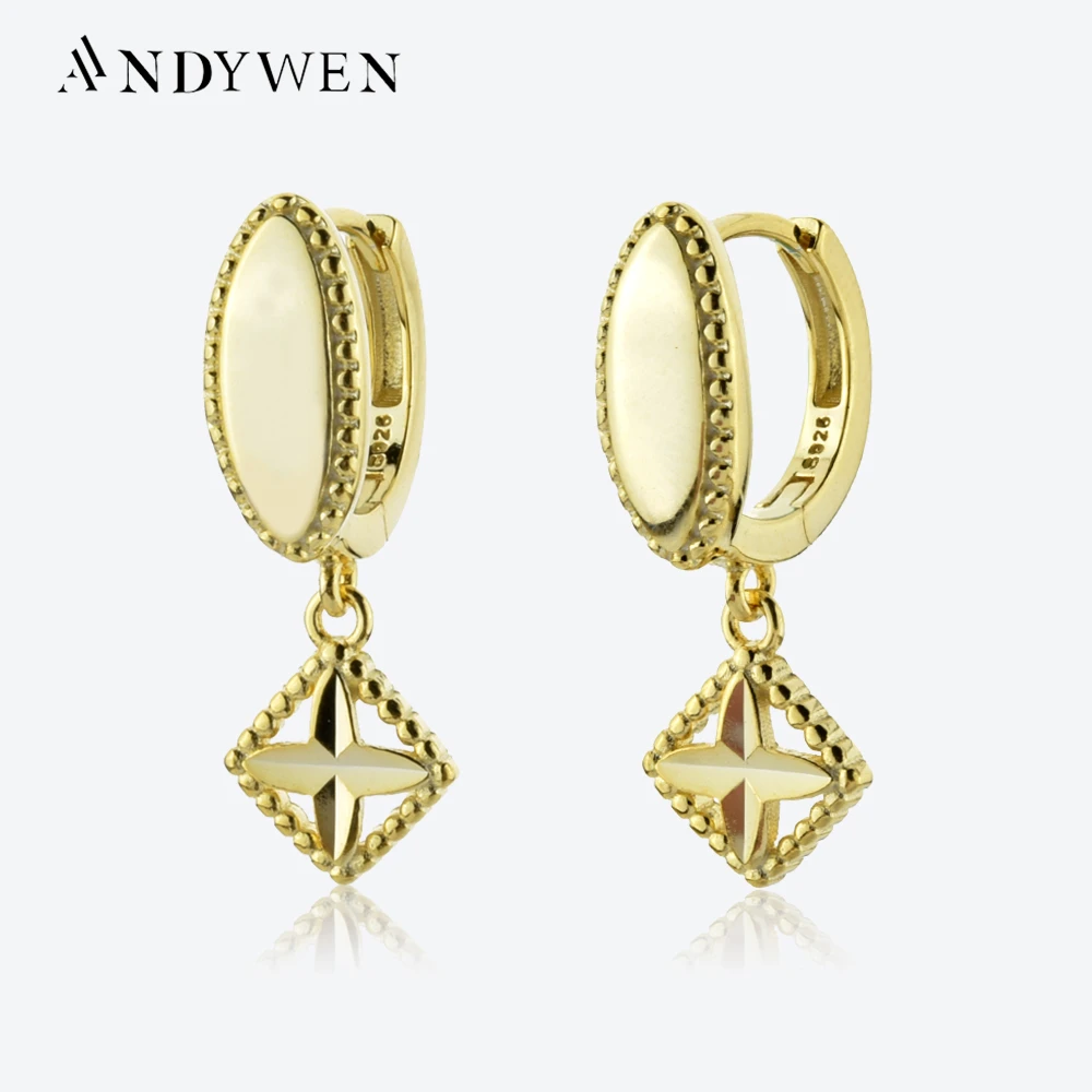 

ANDYWEN 100% 925 Sterling Silver Gold Dropshipping Rock Punk Drop Earring Oval Women Rock Punk Fine Jewelry 2022 Wedding Jewels