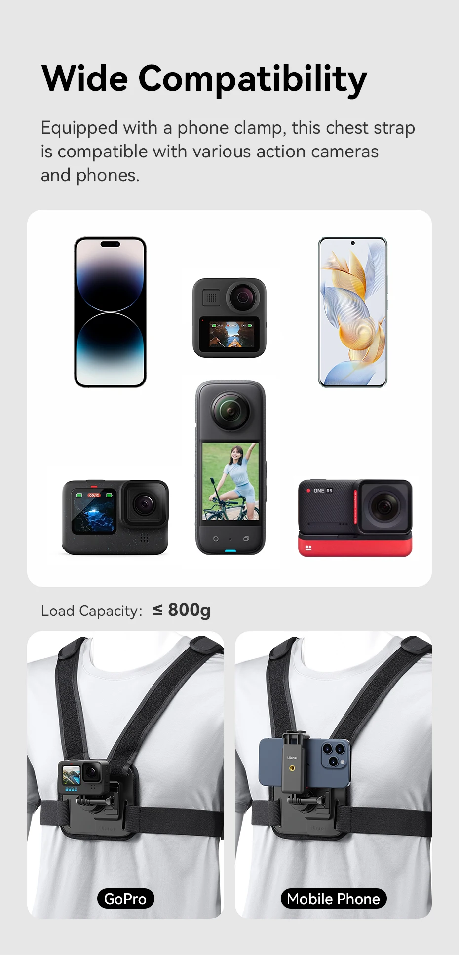 Ulanzi Go-Quick II Magnetic Chest Strap for Action Camera Mobile Phone 180° Tilt