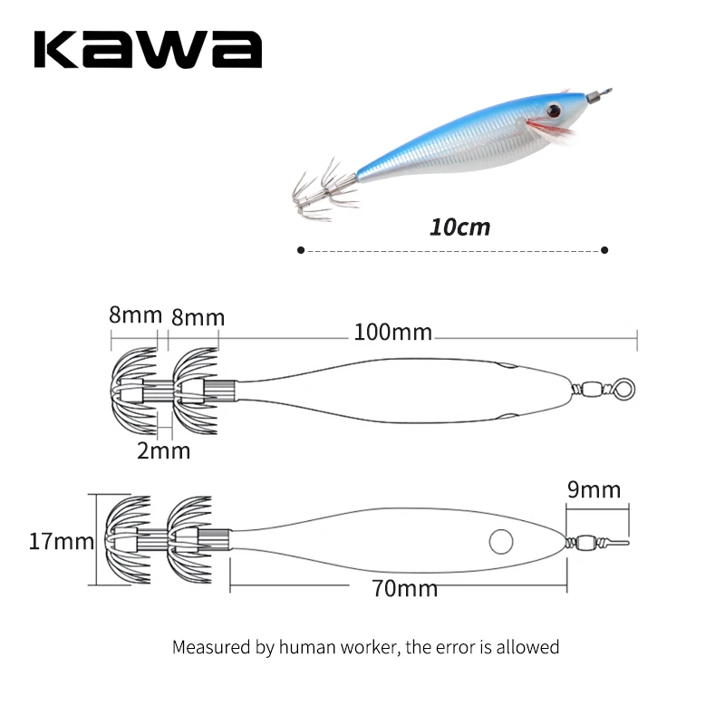 Kawa New Fishing Squid Hook Wood Shrimp 109g 100mm Eging Fishing Squid Lure Artificial Bait For Fishing Squid Octopus Hard Baits