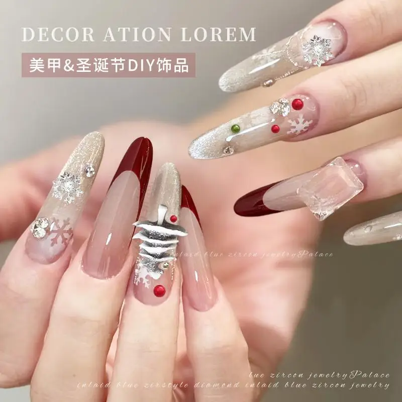 Christmas 3D Resin Nail Charms - Colorful Christmas Tree Snowflakes Nail Decorations for DIY Manicure Salon Glamour