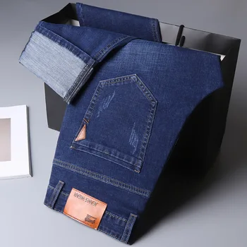 2025 Men NEW Men's Fashion Business Jeans Classic Style Casual Stretch Slim Jean Pants Male Brand Denim Trousers Black Blue Me 1