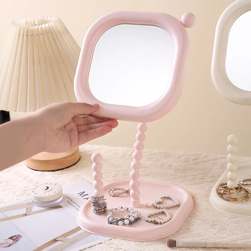 Creative Shape Rotatable Plastic Makeup Mirror Multi-Functional Student Dormitory Desktop Mirror For Beauty Blending
