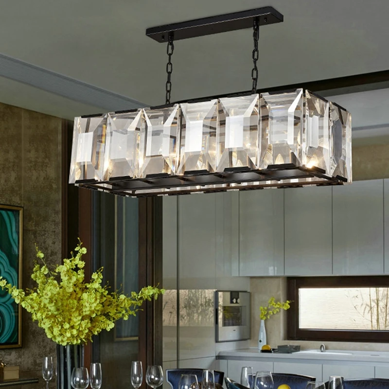 

LED Crystal Pendant Lamp Hanging Light Gold/Black Lustre for Bedroom Living Room Foyer Villa Round/Rectangle Home Decor Fixtures