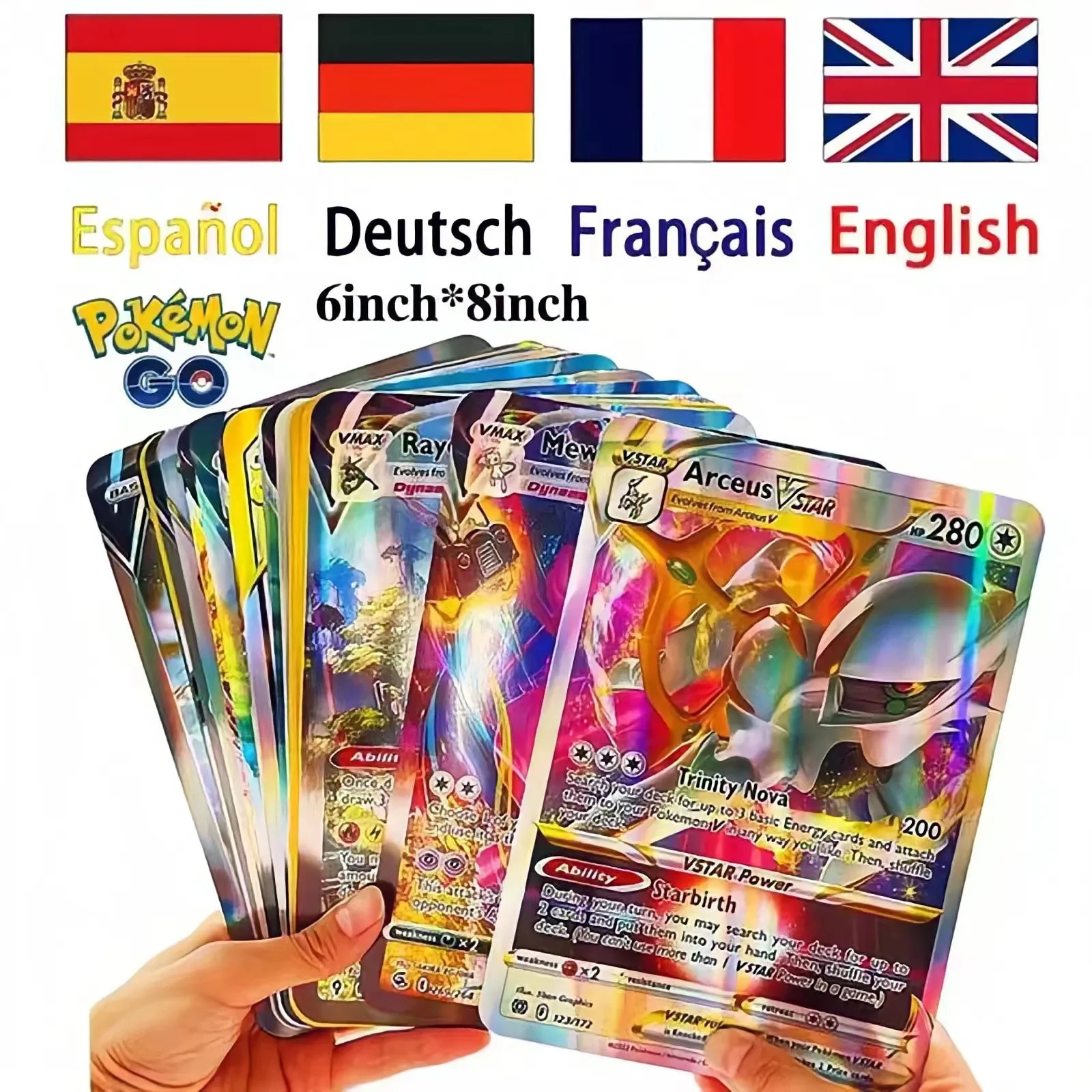 Carte Pokemon Oversize 30 Pezzi Carte Con Lettere Jumbo Vmax Vstar Gx Arceus Pikachu Charizard Super Shiny Rare Card Regalo Di Compleanno