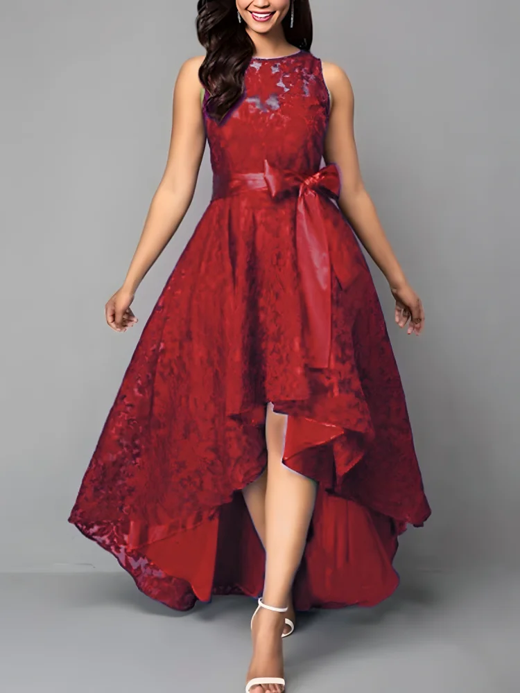 Vestidos largos de encaje y chiffon con tirantes finos Regencia Tallas Grandes