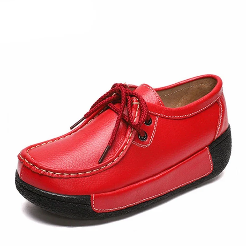 BEYARNENew Winter Shoes Genuine Leather Womens Flat Platform Shoes Casual Womens Loafers Plush Womens Slip-on Sneakers for Women 4
