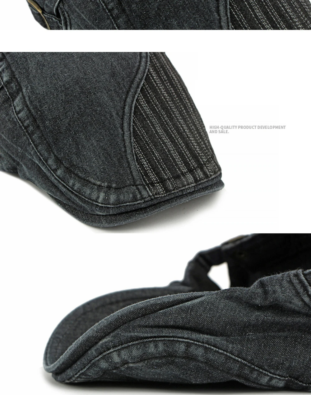 HT4944 Herren Berets Frauen Vintage Künstler Maler Baskenmütze Hut Männlich Weiblich Ivy Flache Kappe Frühling Herbst Denim Hut Einstellbare Baskenmütze Kappe – Detail 7