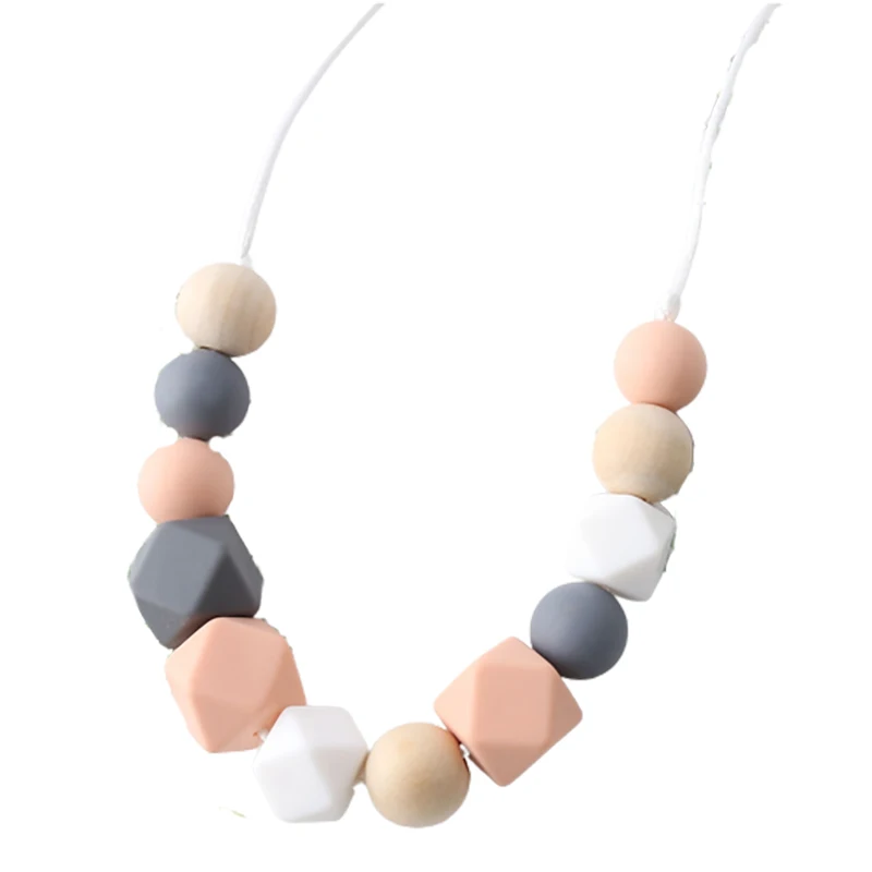 Baby Teething Silicone Necklace 1pc Food Grade Silicone Beads Hexagon Baby Toys Perle BPA Free Teether Nursing teething toys silicone teething toys baby teething toys silicone teether silicone teething beads sensory chew necklaces