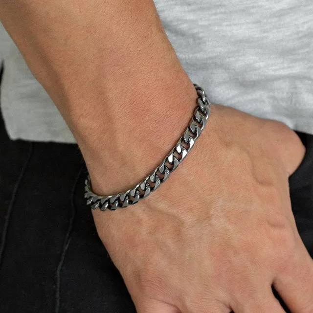 6-12MM Cuban Chain Mens Bracelet,Waterproof Stainless Steel Curb Link Chain Wristband,Punk Jewelry Gifts 1