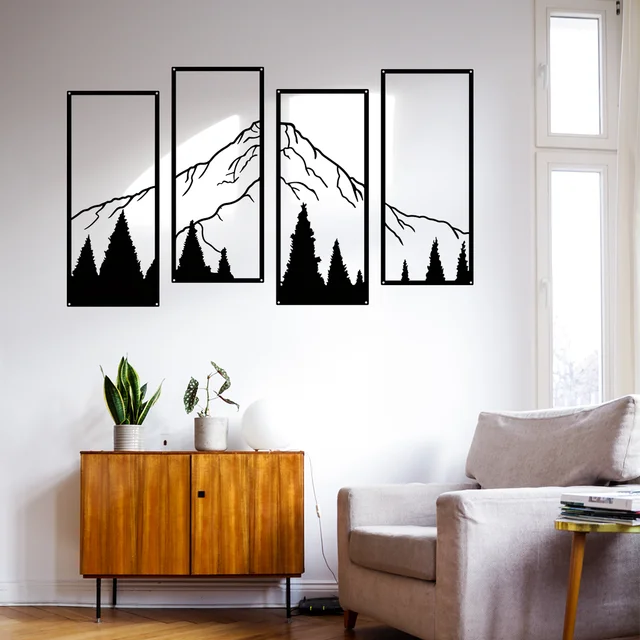 Minimalist Mountain Metal Wall Art Set 1