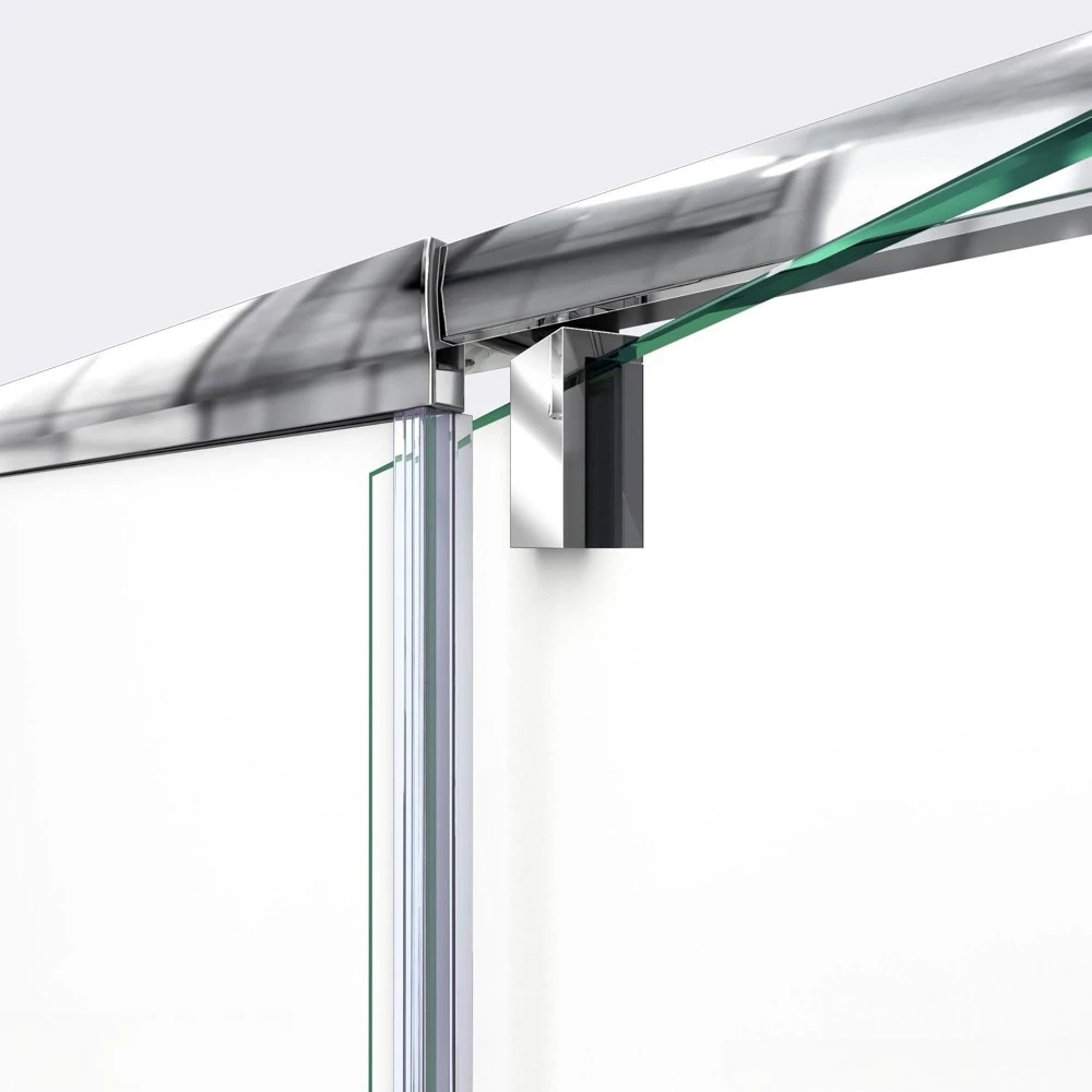Semi-Frameless Pivot Shower Door in Brushed Nickel,Tempered Glass,Brushed Nickel 4