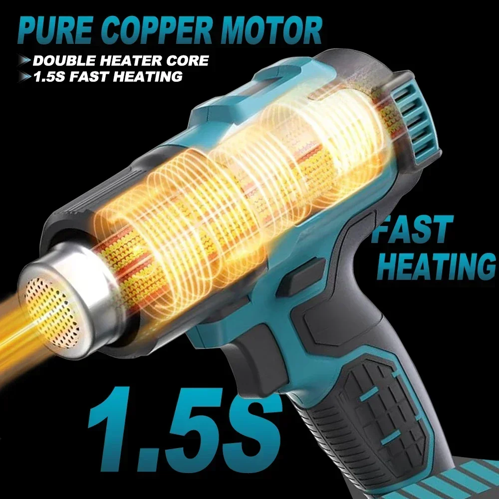 540℃ Cordless Heat Hot Air Gun Gears Wind Speed LED Display
