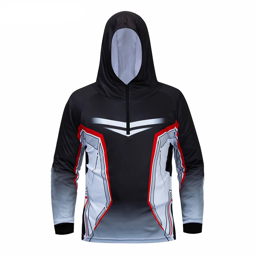 

Summer Fishing Hooded Men Breathable Sun Protection Fishing Jersey Outdoor Anti-UV Quick Drying Sunscreen Fishing Shirts