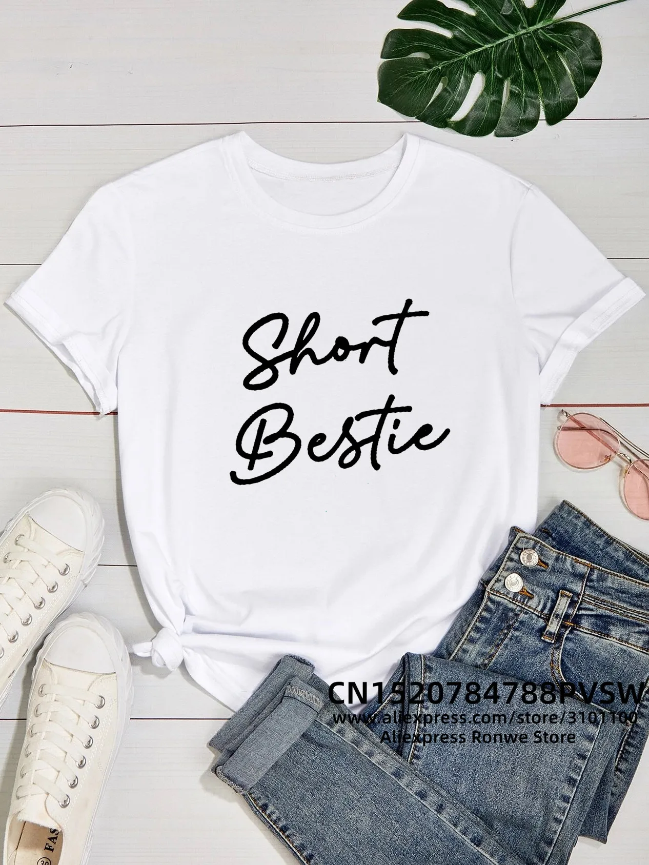 Tall and Short Bestie Women Cotton T-Shirts Girl Cute Best Friend