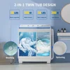 Washing Machine, 40Lbs Twin Tub Laundry with Built-in Drain Pump, Semi-Automatic Washer & Spinner, Portable Washing Machine 5