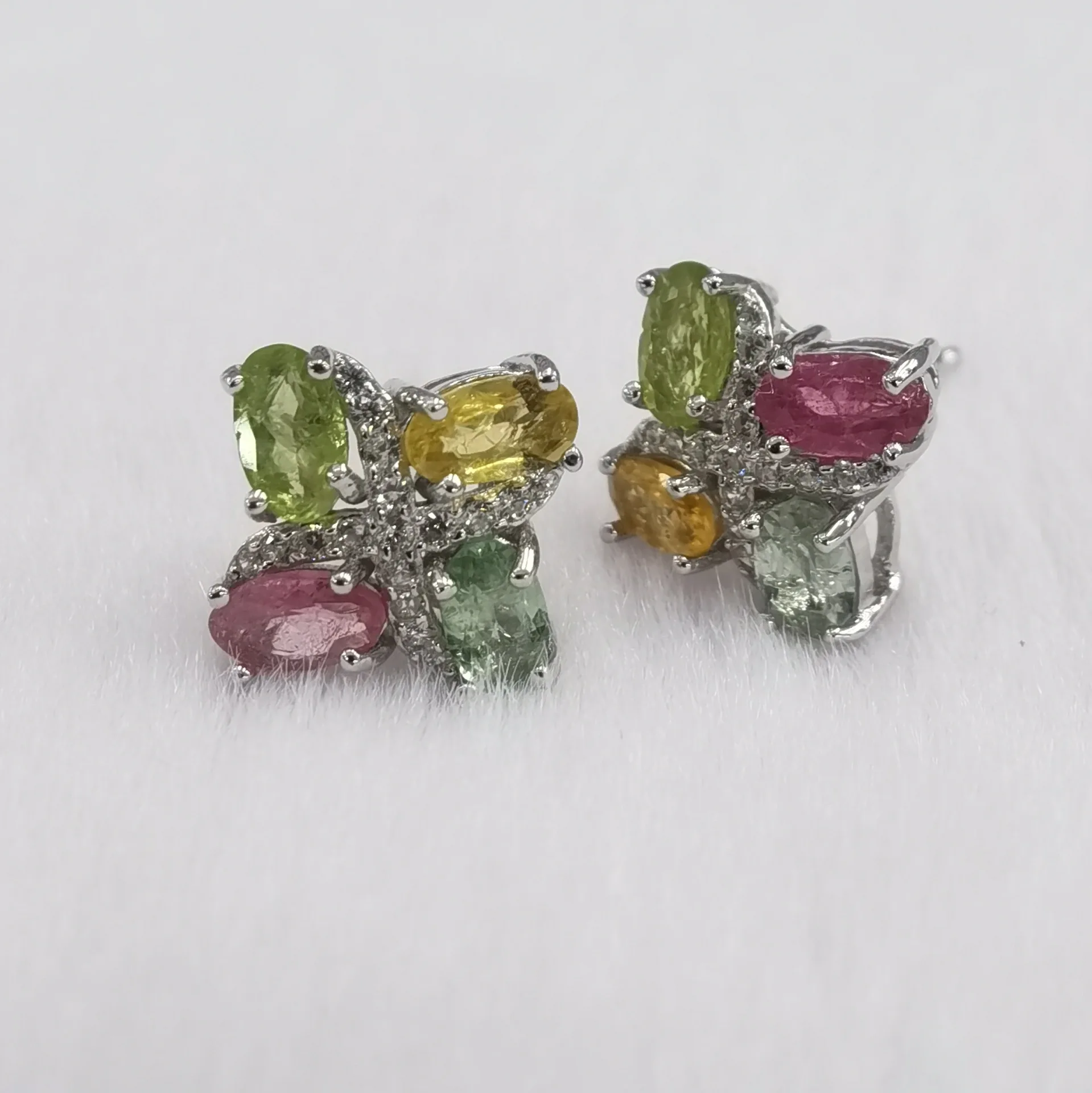 SACE GEMS Fashion Earring for Women 100% 925 Sterling Silver Tourmaline Stud Earrings Wedding Party Fine Jewelry Eardrop Gift