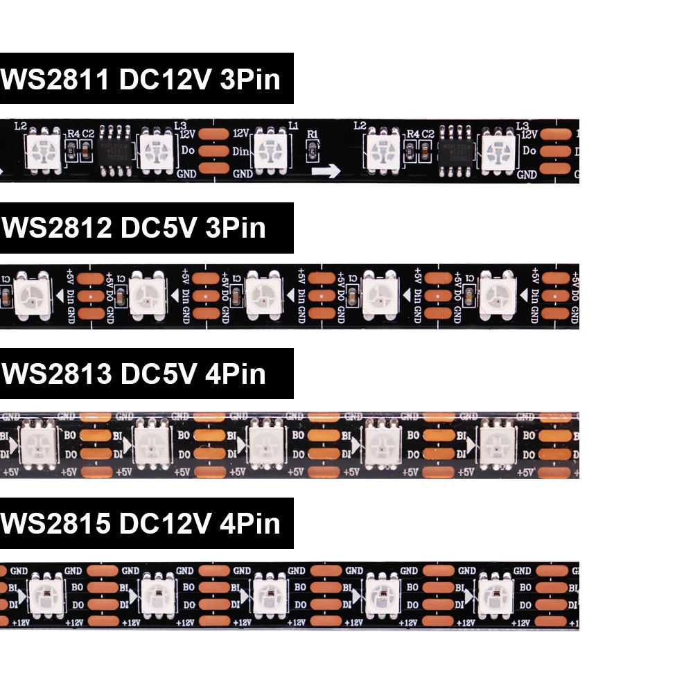 WS2812B WS2811 WS2813 WS2815 30/60/144 leds/m 스마트 픽셀 RGB LED 스트립 WS2812 개별적으로 주소 지정이 가능한 Led 테이프 조명 DC5V 12V