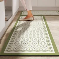 Kitchen Carpet Anti-slip Oil-proof Dirt-resistant Rug PVC Leather Waterproof Floor Mats Long Size Flower Home Decoration Mat 양탄자 2