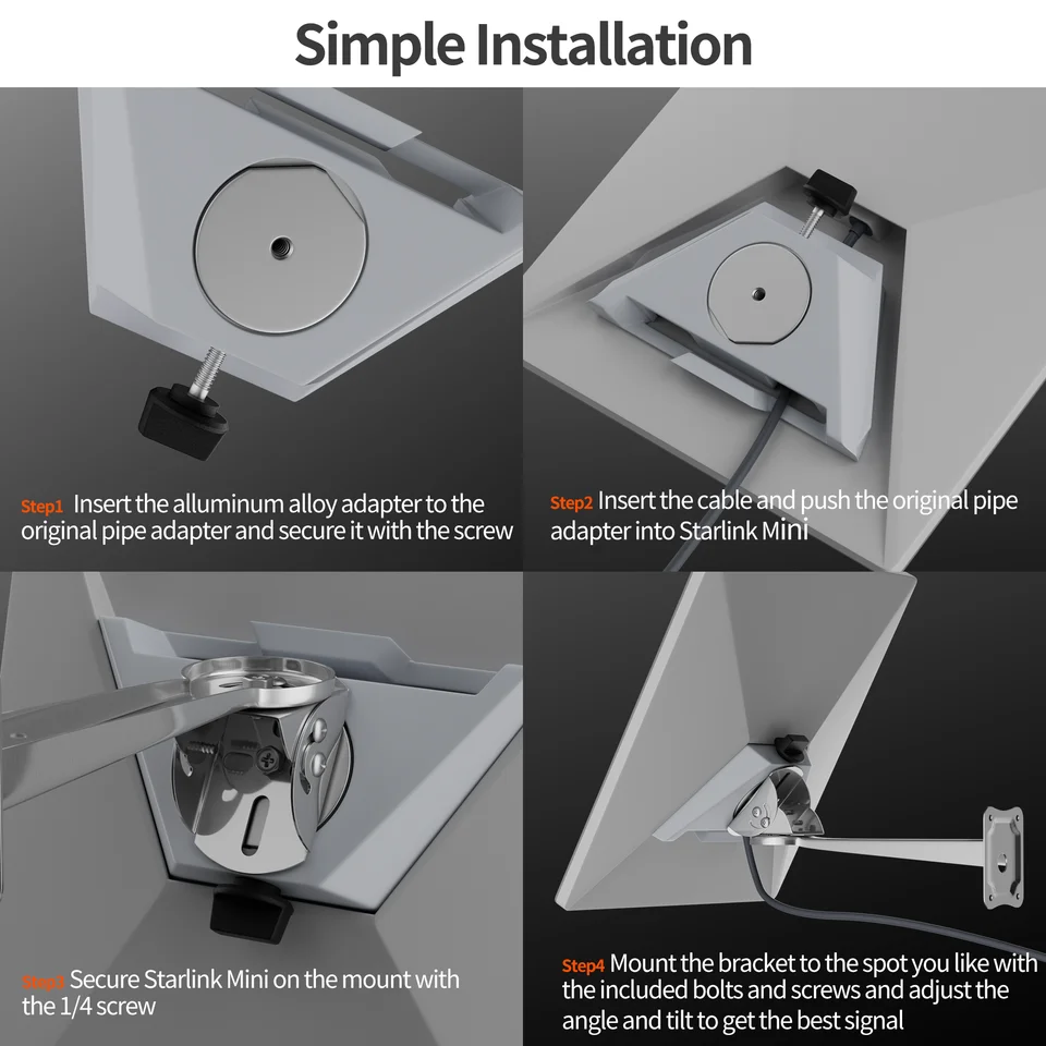 Adattatore Per Tubo Starlink Gen 3, Staffa In Acciaio Al Manganese Per Montaggio Su Palo, Facile Installazione Senza Attrezzi, Compatibile Con Antenna V3.