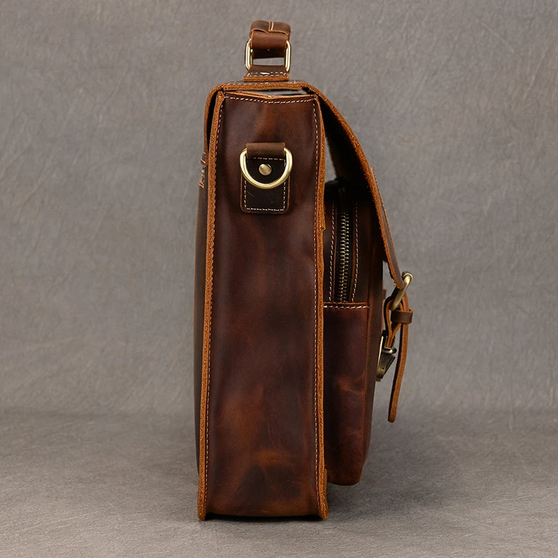 Sac à main en cuir de vachette véritable pour hommes, étui à bombes, cuir de vachette optique, sac pour ordinateur portable d'affaires, sac de messager lancé, fourre-tout de travail masculin, 03