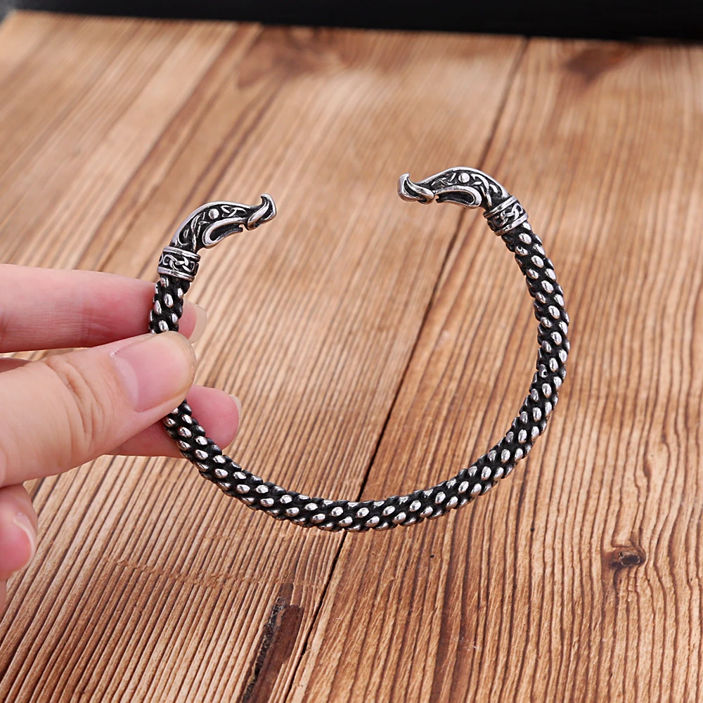 Fashion Retro Stainless Steel Viking Snake Bracelet Punk Men and Women Creative Animal Bracelets Biker Amulet Jewelry Wholesale 5