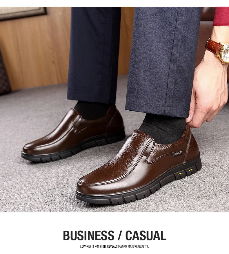 Genuine Leather Casual For Men Handmade Flat Platform Walking Shoes Outdoor Footwear Loafers Breathable Sneakers_vogvips.com