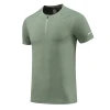 Men Marathon Workout Fitness Gym Top Ice Cool Half Zipper T Shirt Running Shirts Short Sleeve Elastic Training Sport Kit Clothes 3