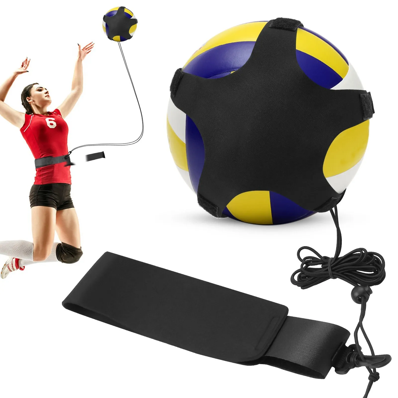 EKDJKK Volleyball Training Equipment Aid Volleyball Trainer Kit Home Elastic Rope Equipment Arm Swing Sport Accessories Black 