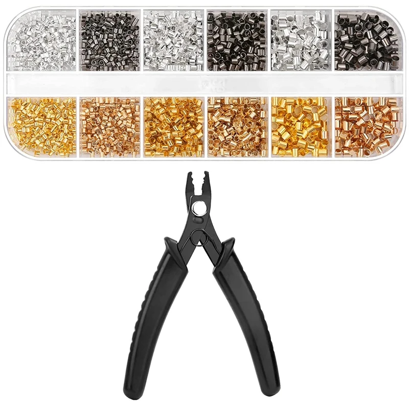 

Crimping Beads For Jewelry Making 2200Pcs Crimping Tubes With Crimping Pliers For DIY Jewelry Making (3 Sizes 4 Colors)