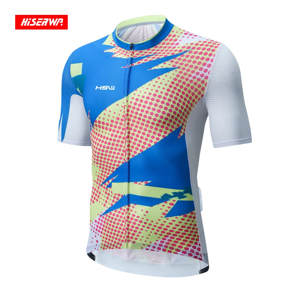 

HISERWA Summer Short Sleeve Cycling Jersey Men MTB Road Bike Cycling Jersey Breathable High Quality Bike Shirt Bicycle Clothes